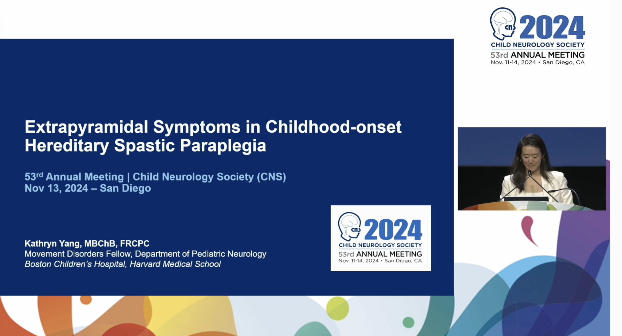 Dr. Kathryn Yang presenting on Extrapyramidal Movement Disorders in Hereditary Spastic Paraplegia...