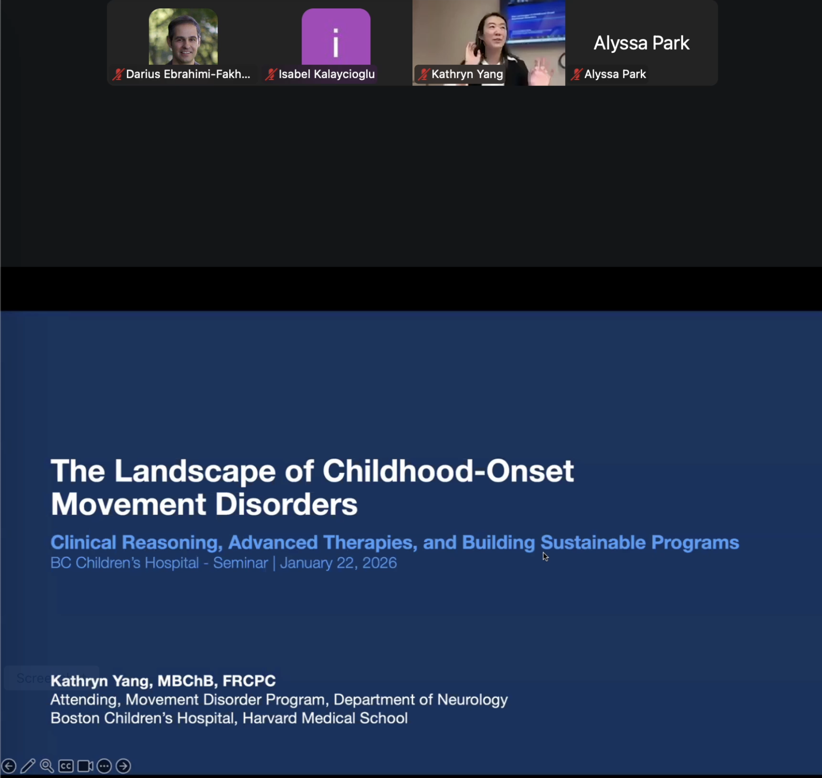 Dr. Kathryn Yang gives a seminar at BC Children’s Hospital in Vancouver, Canada.